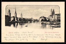 AK Zürich, Blick von der Quaibrücke