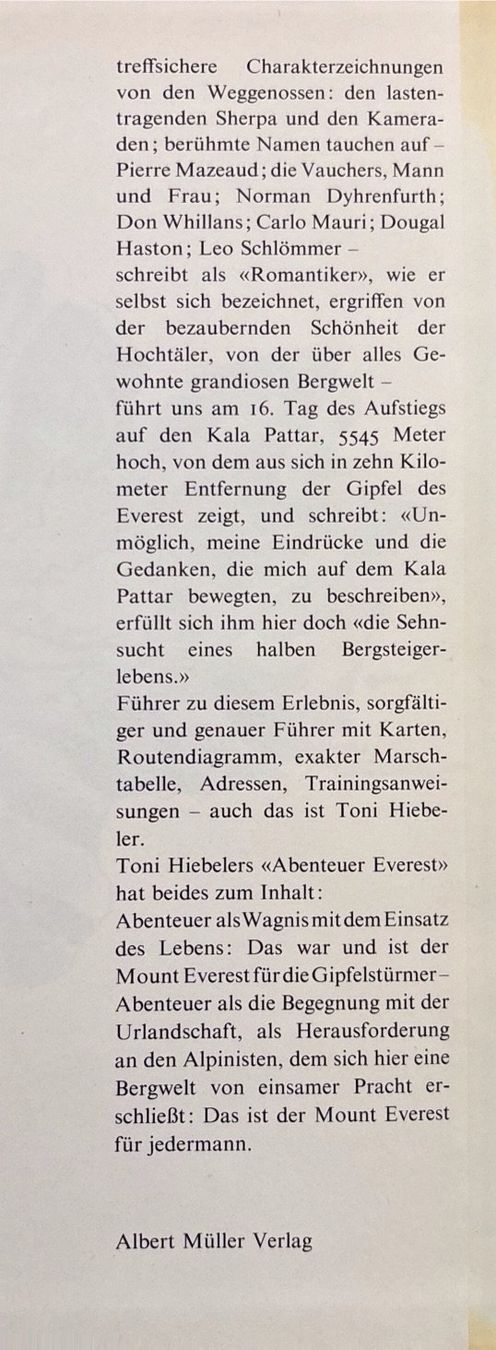 Bücher: Hiebeler Toni, Abenteuer Everest – Neu (gemäss Beschreibung) aus Sarnen von Livres 2