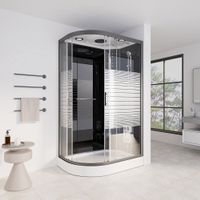 7743 - LED Duschkabine BLACK ROCK 120x80 Dusche links
