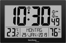 Funk-Wand-Uhr mit Temperaturanzeige