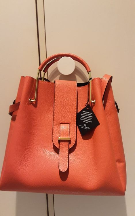 Sac main bandouli re neuf Lucca Baldi cuir orange Acheter