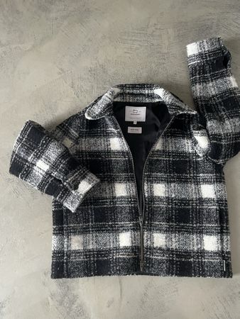 Giacca Woolrich motivo scozzese bianco nero taglia S