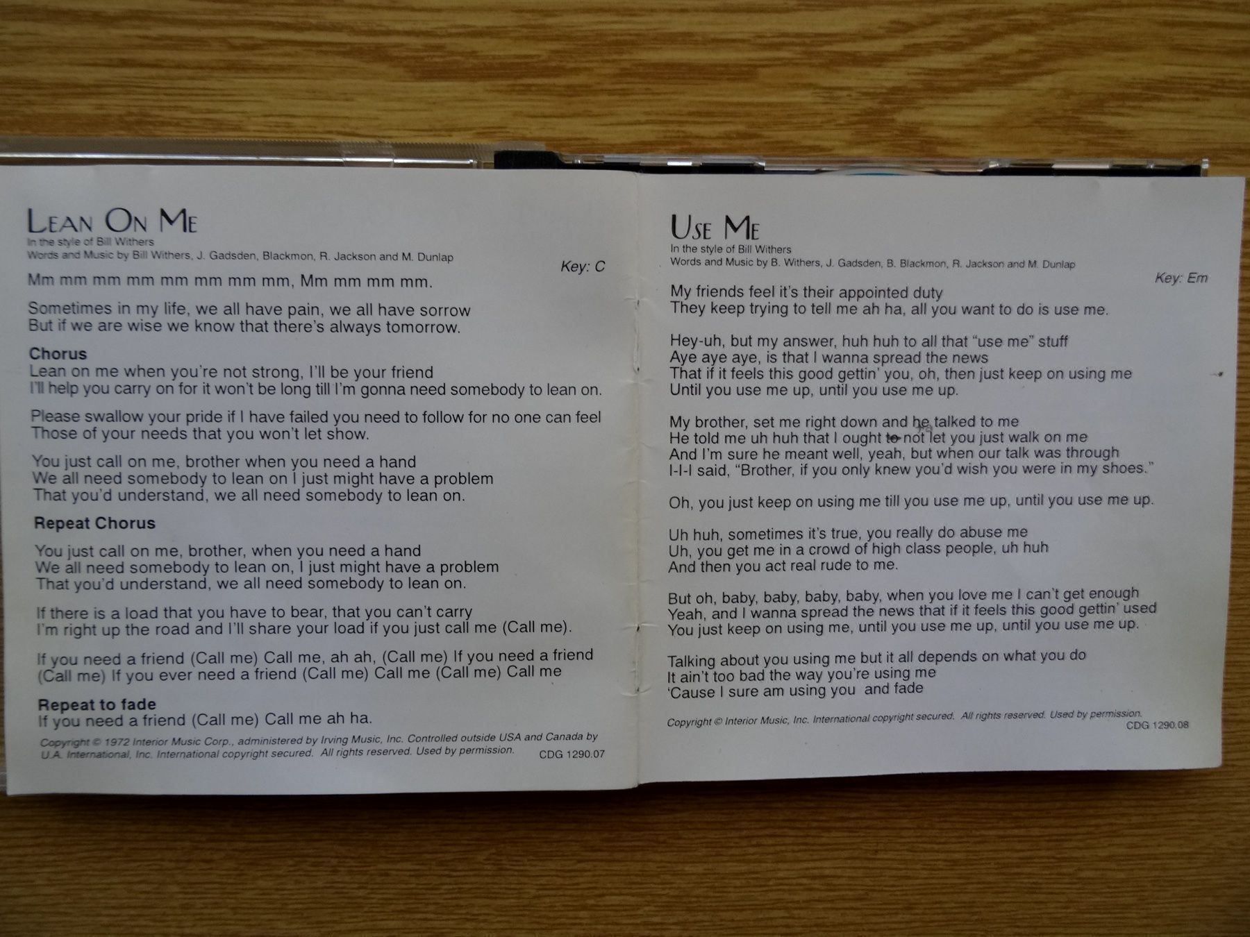 CDs: Karaoke-CD / Lou Rawls und Bill Withers – Gebraucht aus Zürich von burdan 3