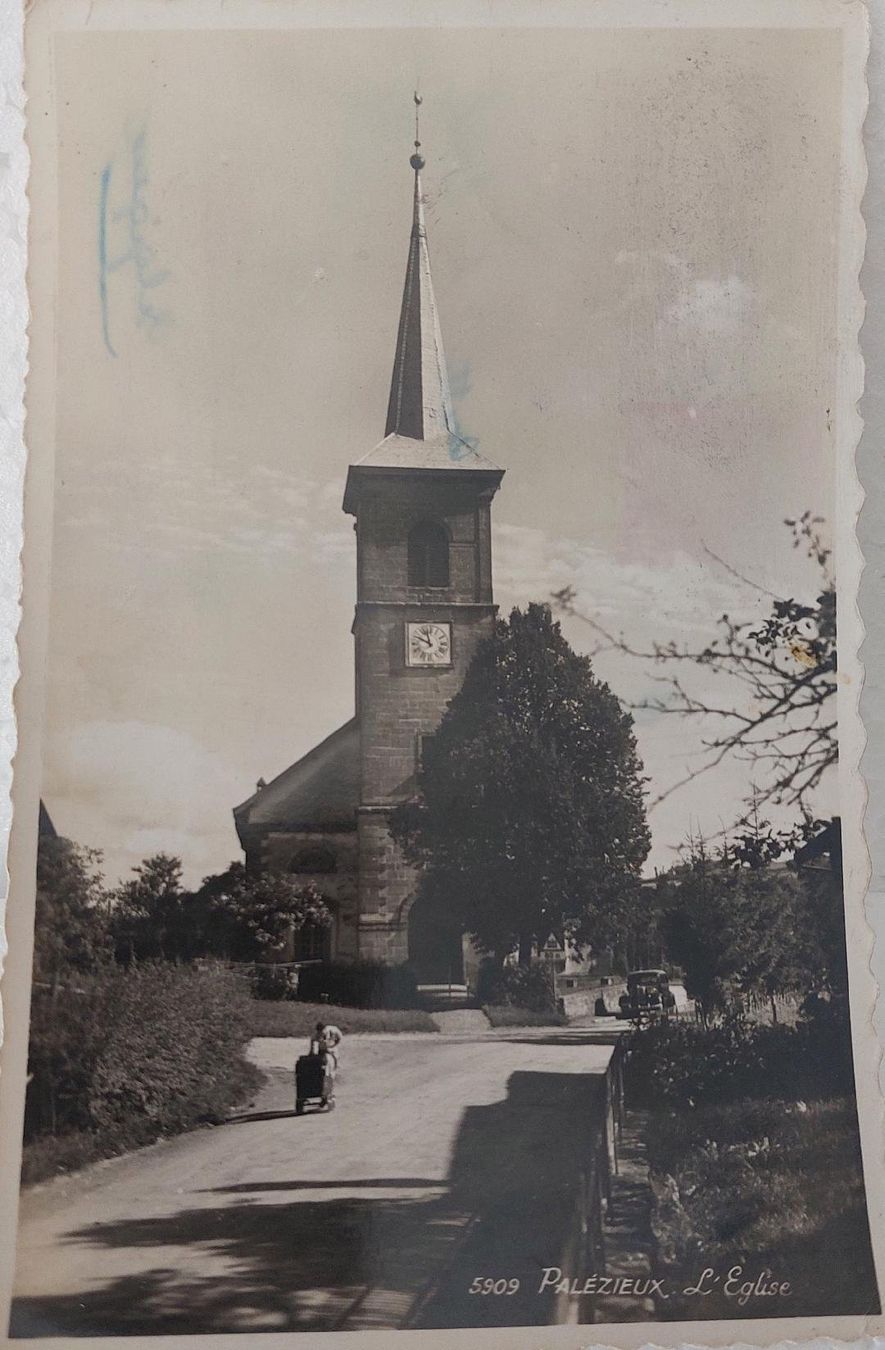 Cartoline postali: PALÉZIEUX  -  L' Eglise – Usato da Delémont venduto da Domdom1