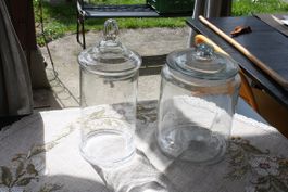 2 grosse glas mit Deckel h30 35cm