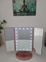 (NEUF) MIroir pliable 180°/22 Led/câble USB (Rose métal)