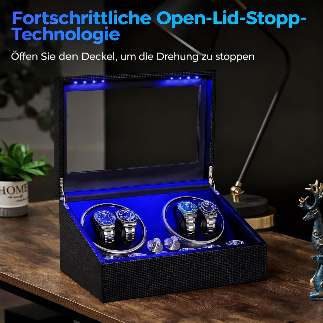 Cofanetto carica e porta orologi: Uhrenbeweger Uhrendreher Uhrenbox 4+6 Fächer 4 Programme – Nuovo e nell'imballaggio originale da Herisau venduto da Zevora 2