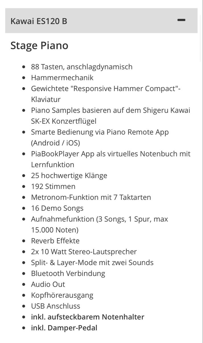 Kawai Strumenti musicali: Digitalpiano Kawai ES120B – Nuovo (secondo la descrizione) da Luzern venduto da kel_k28d 2