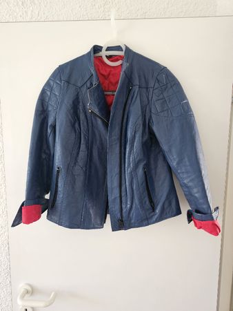 Vintage Leder Jacke Blau Gr. S/M
