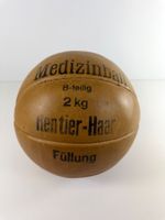 Antiker Medizinball 2 kg Leder mit Rentierhaar-Füllung