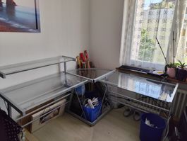 Moderner Eck-Pult/Tisch mit Glasplatte, Guter Zustand!