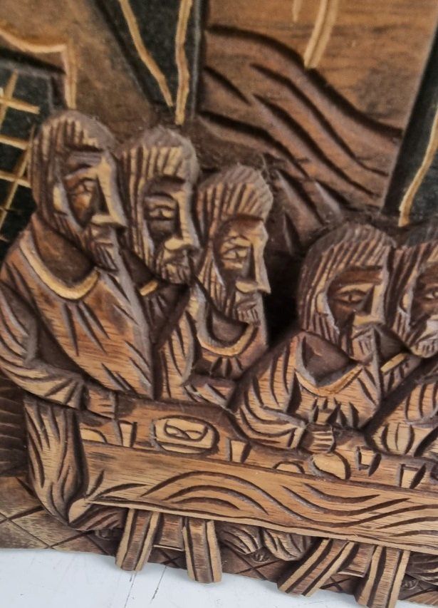 Sculture & Statue: Geschnitztes Holz Relief Das letzte Abendmahl Duda – Usato da Flums venduto da Flumsantik 2