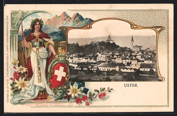 Cartes postales: Passepartout-Lithographie Uster, Ortsans – D'occasion à Berlin par bartko-reher