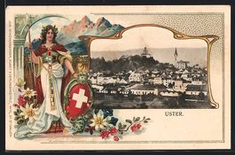 Passepartout-Lithographie Uster, Ortsans