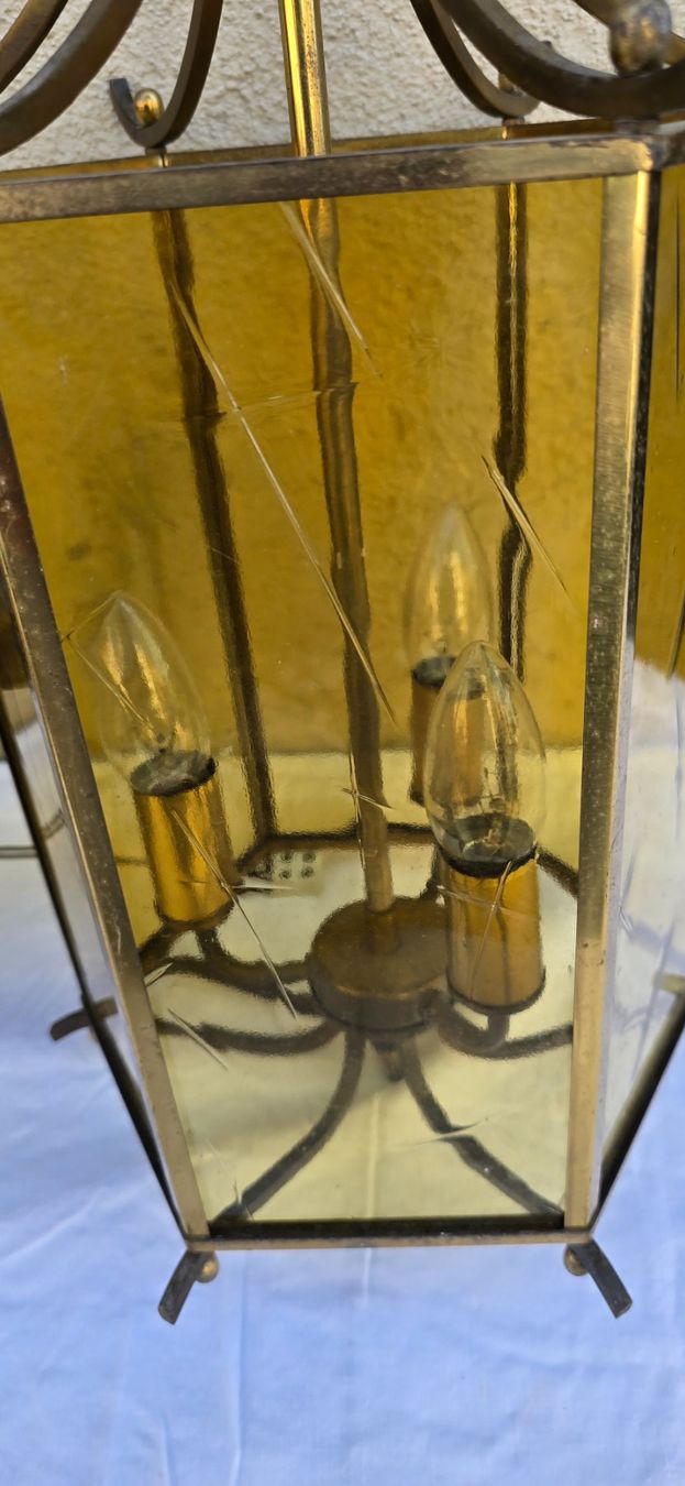Lampadari & plafoniere: 2 Pendelleuchte, Laterne aus Messing und Glas – Usato da Basel venduto da Jcva 7