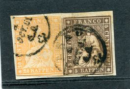 1860 Strubel Nr. 22/25 auf Briefstück