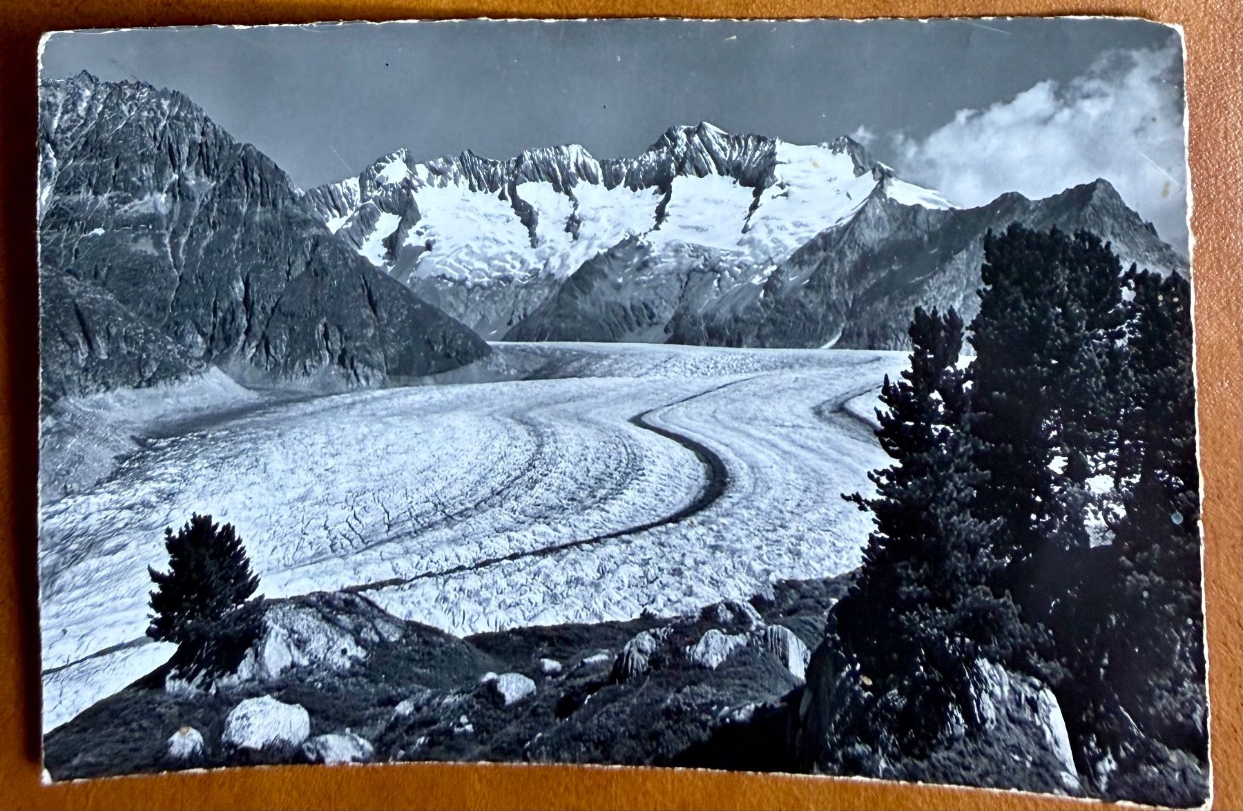 Cartoline postali: Aletschgletscher - Riederalp - Aletschwald 1957 – Usato da Lutry venduto da Ediego