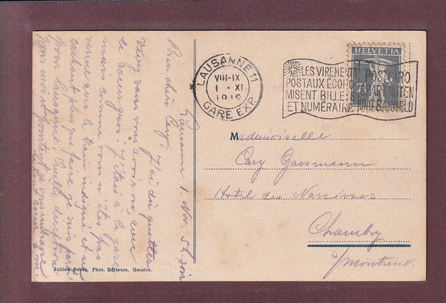Ansichtskarten: LAUSANNE - Pont Bessières - 1919 – Gebraucht aus Pully von nicecards 1