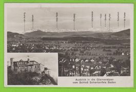 Baden Schloss Schartenfels und Stempel Baden BF 1931
