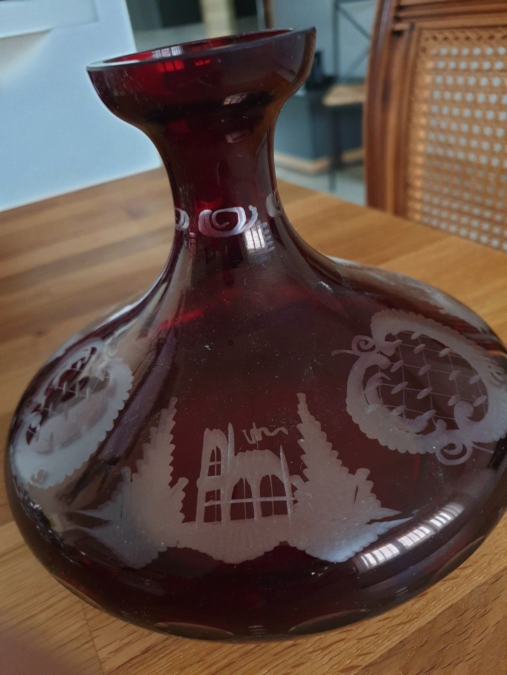 Caraffe: antik KRISTALL-RUBINGLAS-KARAFFE bauchig ca100 J. – Nuovo (secondo la descrizione) da Tägerwilen venduto da Slodei 3