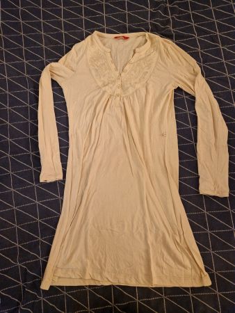 edc Damen Sommerkleid beige Gr. M gestickt Baumwolle