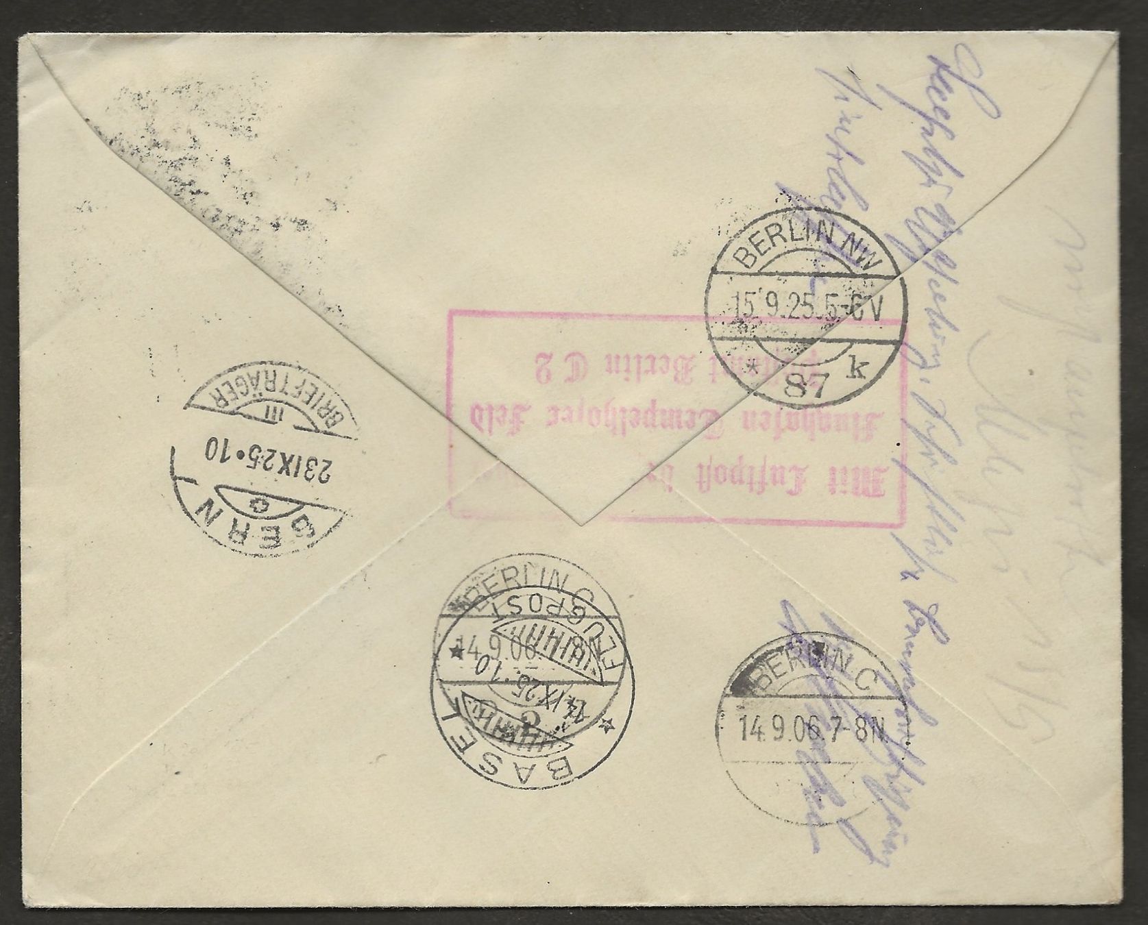 Tutti i francobolli: Flugpost Schweiz 1925 Basel Berlin ab Bern  Luftpost – Usato da Au ZH venduto da xelagreb01 1