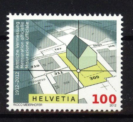 Tutti i francobolli: 2012, 100 Jahre Amtliche Vermessung ** – Usato da Willisau venduto da Vollstempel