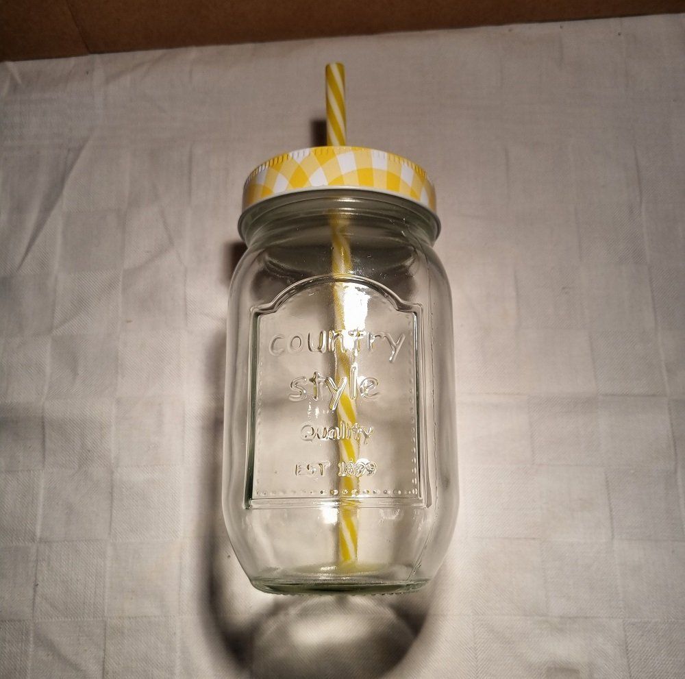 Gläser: Trink Glas Becher mit Deckel und Röhrli Strohhalm – Neu (gemäss Beschreibung) aus Oberentfelden von Creapoint 1