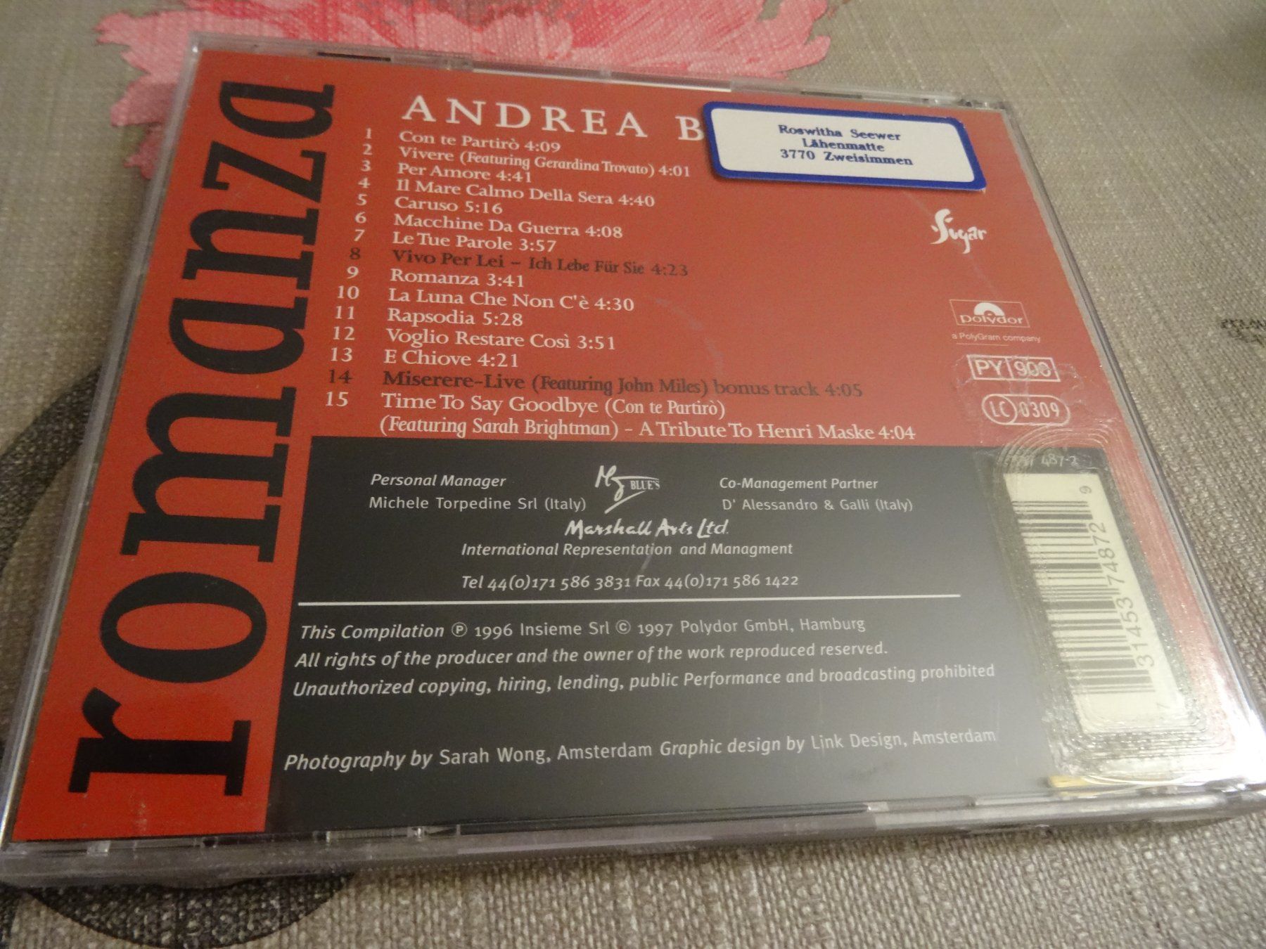CD: Andrea Bocelli - Romanza - CD – Usato da Olten venduto da Disc-Ausverkauf 1
