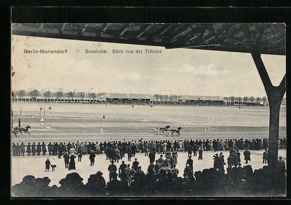 Cartoline postali: Berlin-Mariendorf, Trabrennbahn, Blick v – Usato da Berlin venduto da bartko-reher