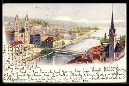 Zürich, Teilansicht mit Kirche, 1900