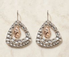 Orecchini pendenti color argento martellati nuovi