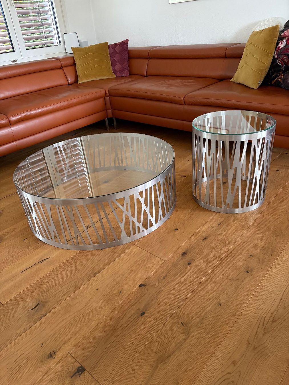 Tavoli: Moderner Glas Couchtisch Edelstahl und Glas – Usato da Speicherschwendi venduto da Estil