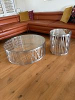 Moderner Glas Couchtisch Edelstahl und Glas