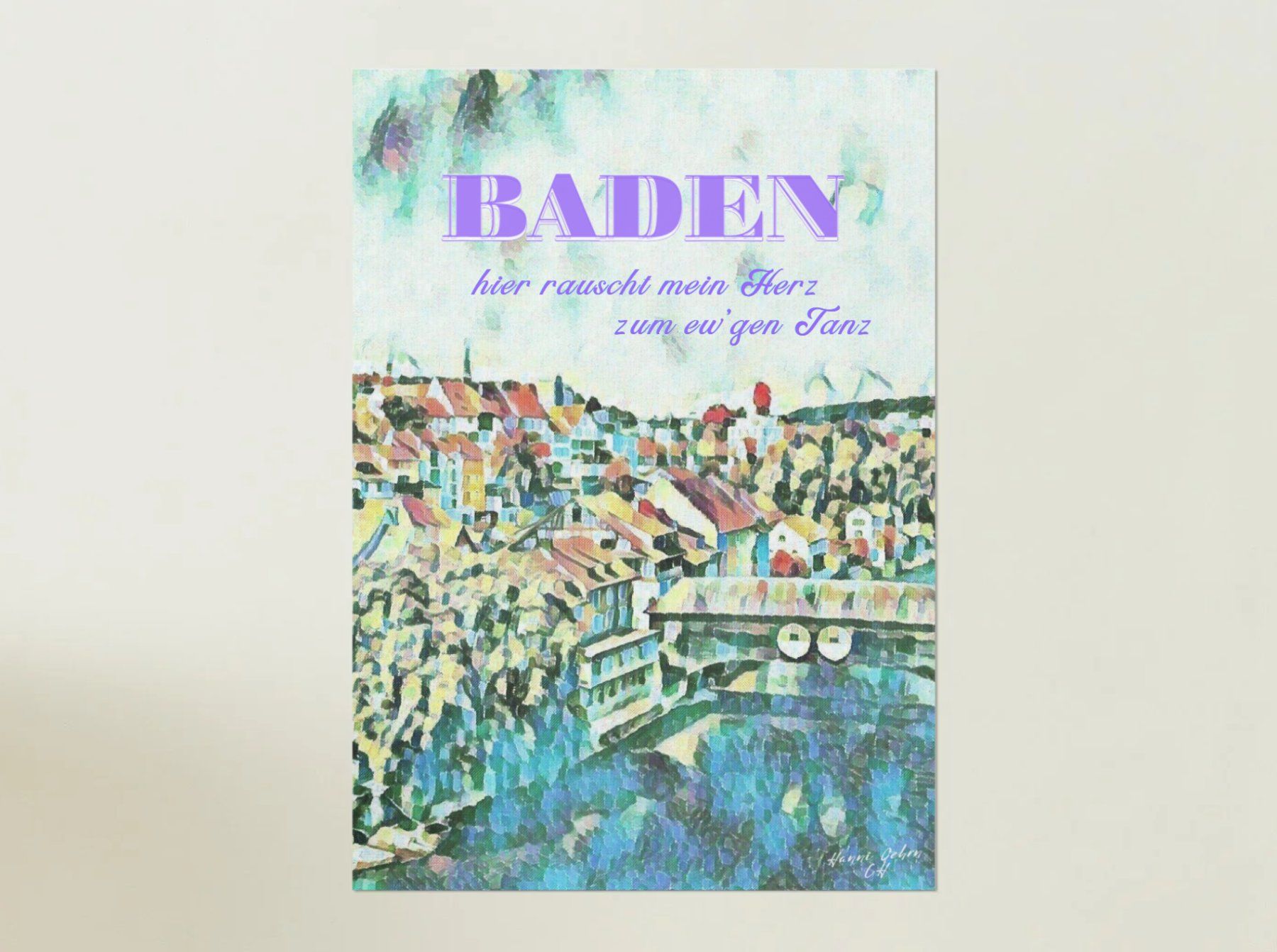 Foto & Immagini: Poster: Stadt Baden. Alles Liebe, Schweiz – Nuovo e nell'imballaggio originale da Zürich venduto da Posterrama 1