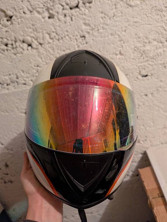 Caschi & visiere: Motorradhelm Integral  Weiss/Schwarz/Orange – Usato da Bern venduto da Minimalistiker 3