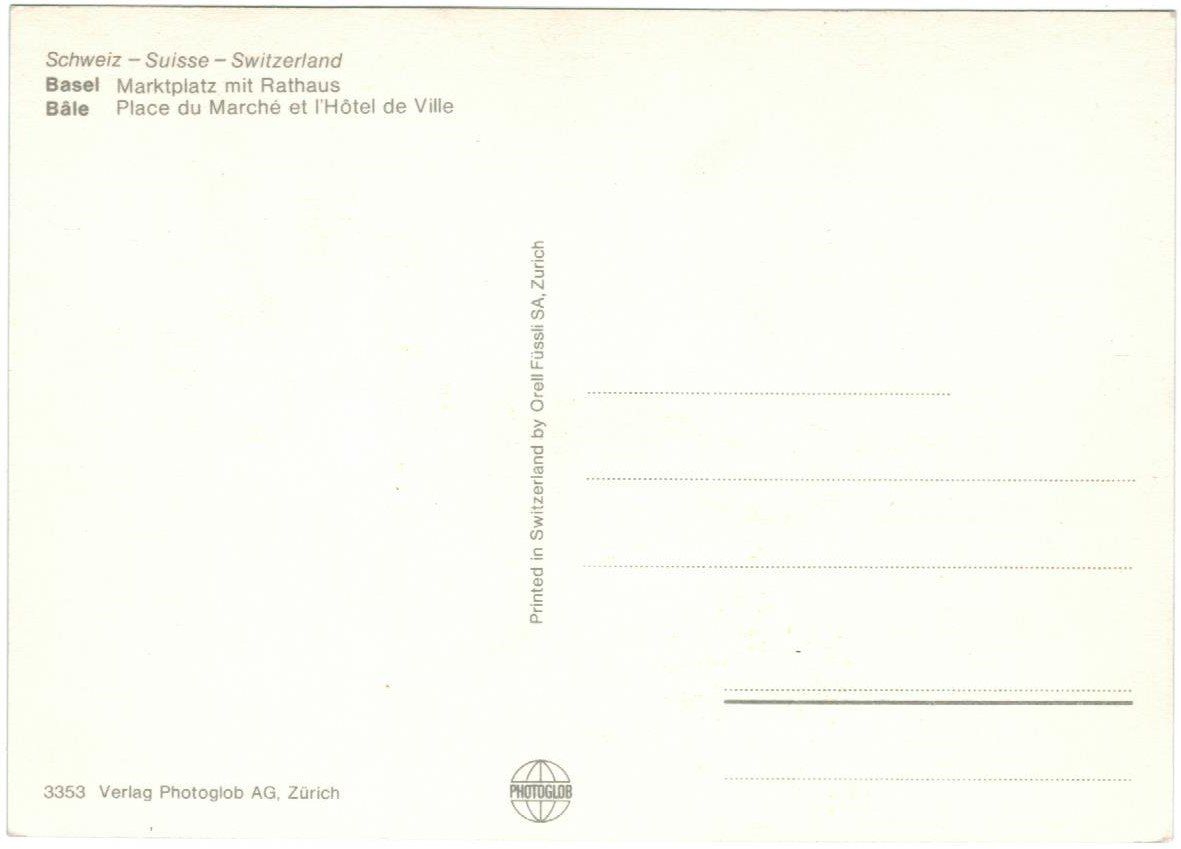Cartoline postali: AK Basel Marktplatz mit Rathaus – Usato da Zürich venduto da Tolima194 1