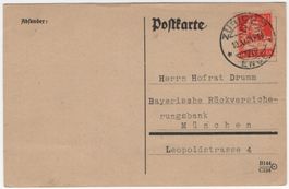POKO-Perfin SR auf Postkarte von ZÜRICH nach MÜNCHEN
