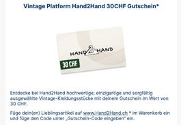 2 Hand2Hand Gutscheine = 2x 30 CHF für deine Vintage Mode