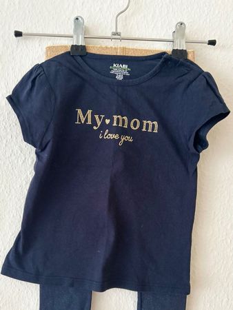 Tee-shirt fille 24 mois, marine + doré, très bon état, kiabi
