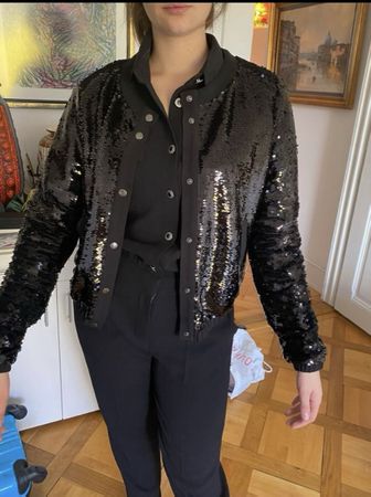 Blouson Emporio Armani noir à sequins femme, festif, stylé