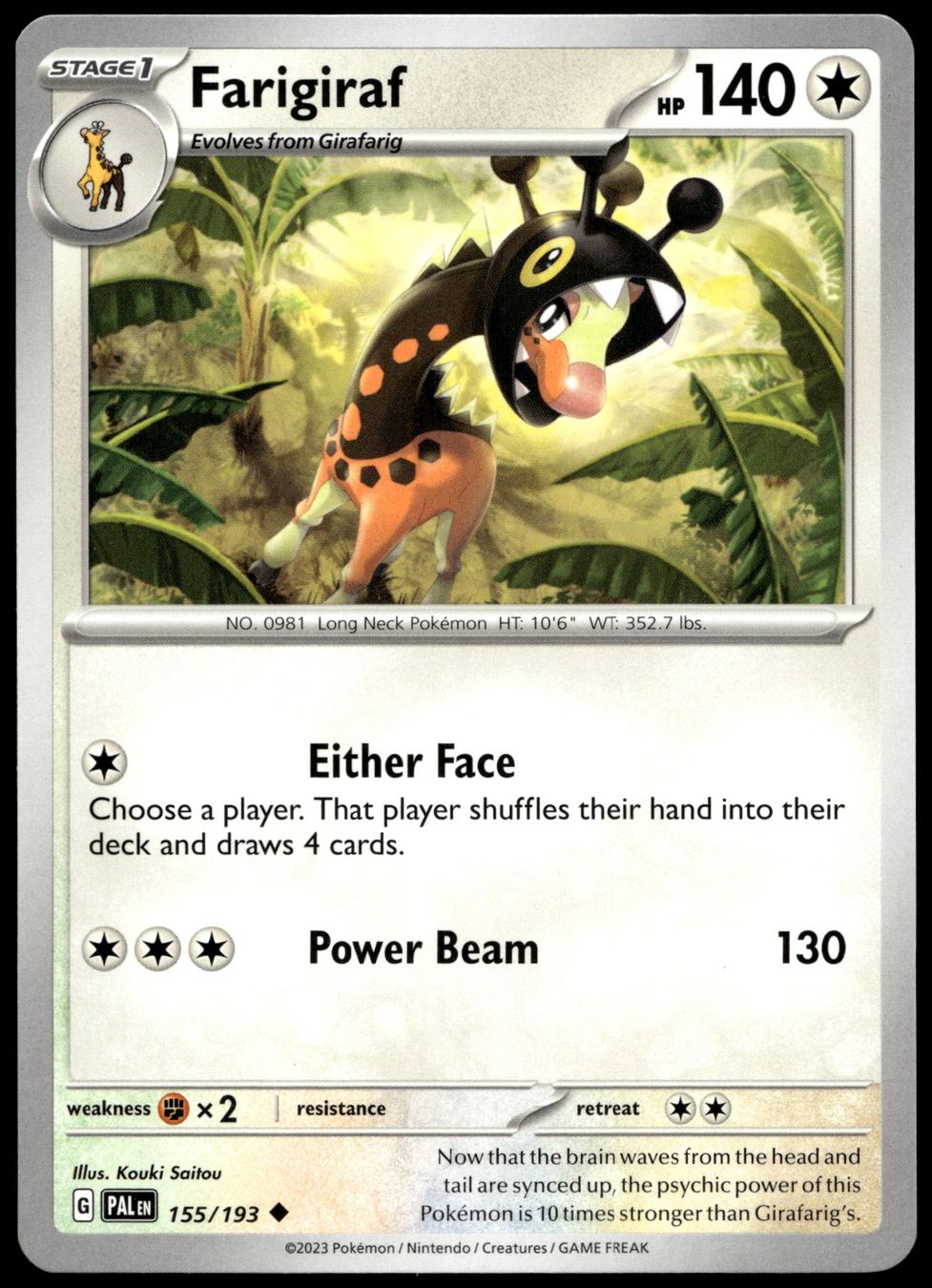 Pokémon Carte collezionabili: Pokémon Farigiraf 155/193   SV02 Paldea Evolved – Usato da Le Mouret venduto da PokemonCards_CH