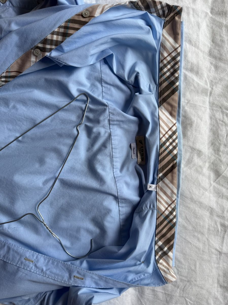 Camicie: HEMD 1959 TORINO STRETCH HELLBLAU GRösSE XL MIT CHECK-MUSTER – Usato da Schaffhausen venduto da vasco016 3