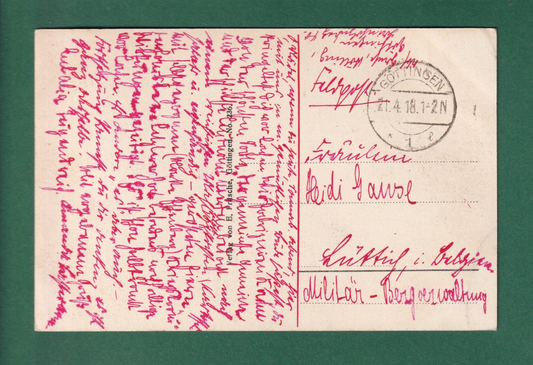 Ansichtskarten: GÖTTINGEN - Rohns - 1918 – Gebraucht aus Pully von nicecards-shop 1