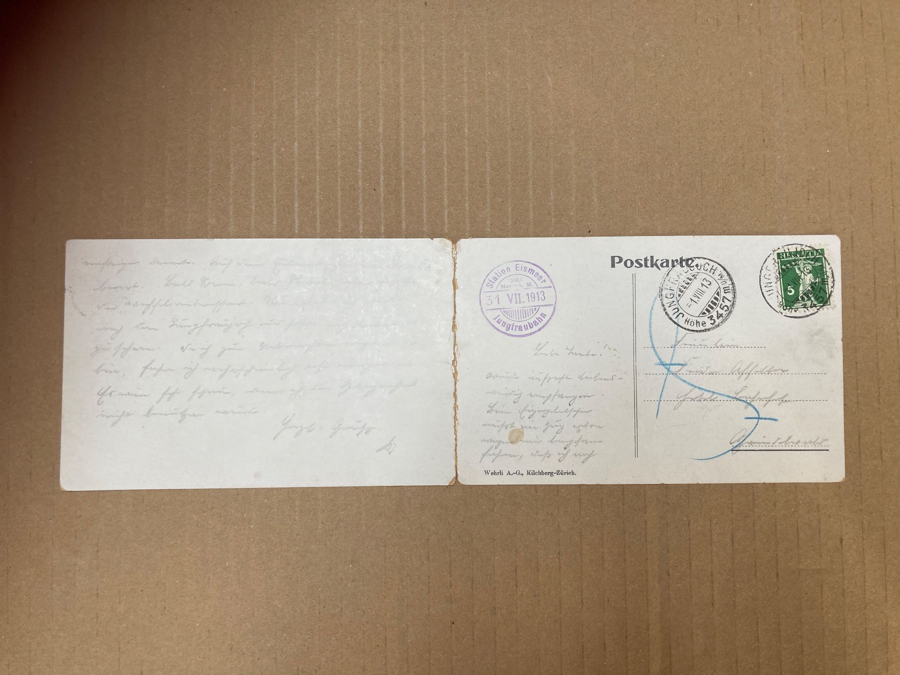 Cartoline postali: antike AK -Jungfraubahn   1913 – Usato da zürich venduto da papalapa 1