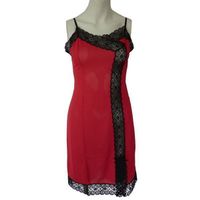Unterrock rot schwarze Spitze Gr. S Nylon VINTAGE 1960s