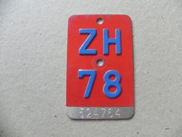 Velonummer Velo Rad ZH 1978 Zürich 78 Nummer Geschenk Bike