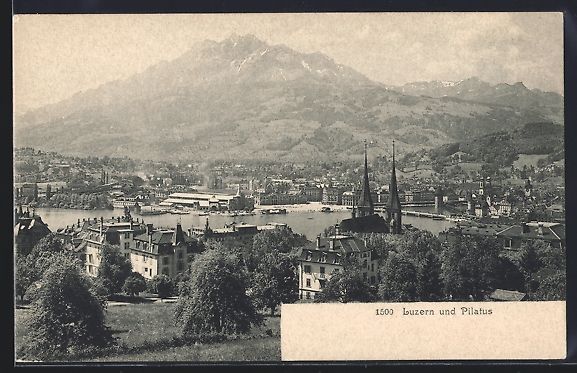 Cartoline postali: AK Luzern, Stadtansicht mit Pilatus – Usato da Berlin venduto da bartko-reher