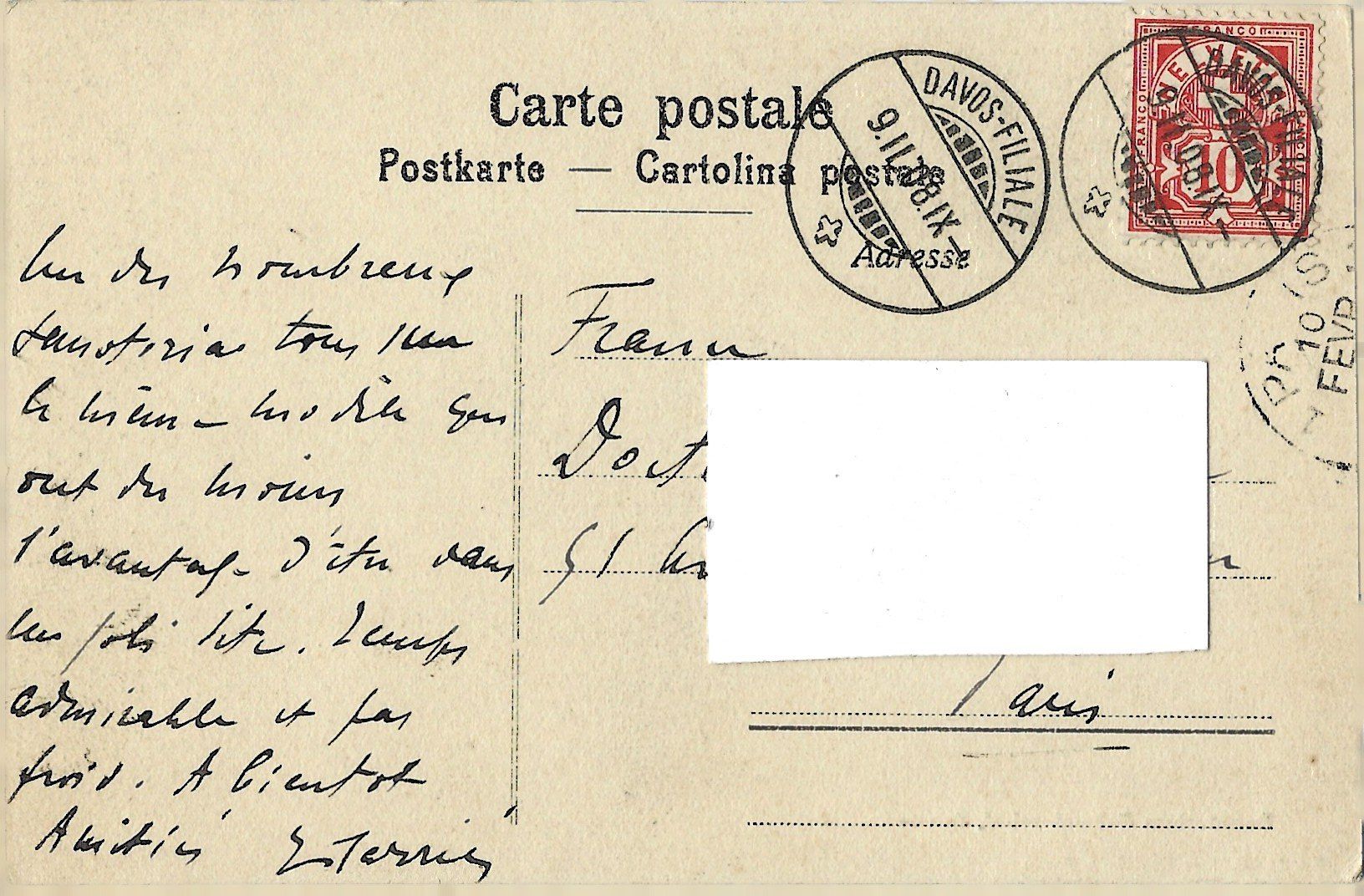 Cartoline postali: Sanatorium  Schweizerhof,  Davos – Usato da Bütschwil venduto da Jackson1A 1