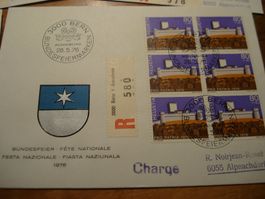 Satz FDC Pro Patria 1976, 6erblocks, gelaufen
